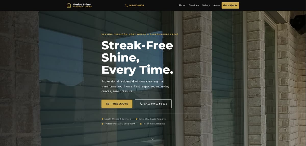 Rodeo Shine Window Cleaning homepage